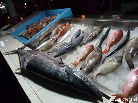 Fresh catch from the sea displayed before each seaside restaurant, served fresh and hot as well...