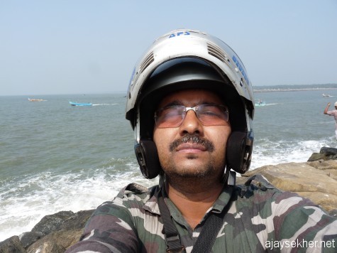Self portrait from the end of the wave breaker at Chaliyam, one mile off shore. 6 Jan 2012