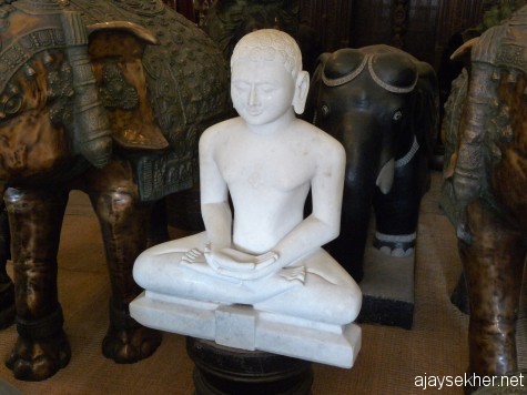 A Jina in white marble on display in an antique shop in Jew Town, Mattanchery.