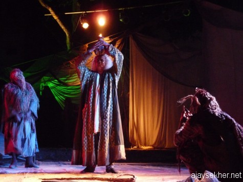 Indian Tempest a co-production by Footsbarn Traveling Theatre, Europe and Abhinaya Trivandrum.  Reghuthaman as Prospero.