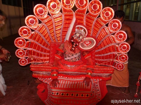 A Kutty Chathan (little Sastha or boddhisatva) Theyyam being performed in National Theatre Fest 2011 at Calicut.