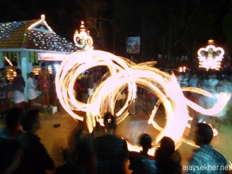 Fire dances in Are Kavu another ancient shrine of Amana antiquity near Tiruvegapura.  