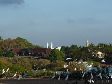The little Mecca of the south east.  Ponnani was the seat of Islamic learning from AD 8th century onwards.  The congregation of mosques and minarets at the southern bank of the mouth of the Perar.  A view from the shore to south east. 16 feb 2013