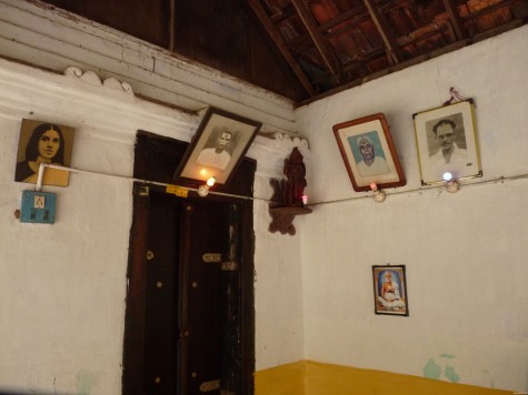 Old photos in the verandah of Changaram Komarath at Mullasery