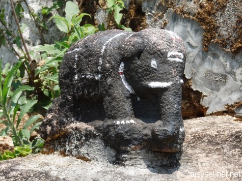 A stone idol of elephant at Panjalimed.  A similar one was found at Rajaparamed while working at Rajakumari GVHSS in 2010.  Could be part o the Tamil Sangham culture and iconography.