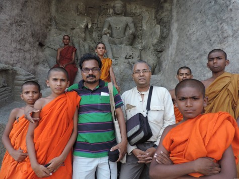 With young monks at Aurangabad caves (Kharki is the original name before it was renamed in early 17th century). 24 May 2013.